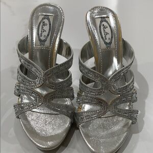 Italina Silver Strappy Heels